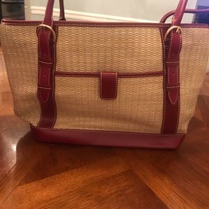 Straw Tote Leopard Print Interior